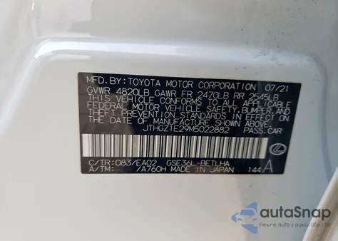 2021 Lexus Is 350 F Sport из США, поврежденный, VIN JTHGZ1E29M5022882